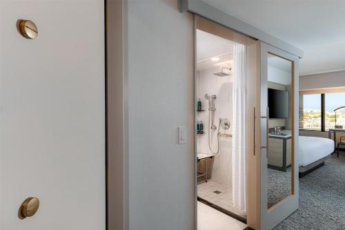 Habitación con cama extragrande y ducha accesible en silla de ruedas - Planta superior/Adaptado para personas con movilidad reducida del hotel Hilton Los Angeles Airport. Foto 2