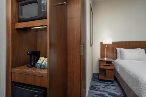 Suite con cama extragrande y sofá cama del hotel Fairfield Inn and Suites by Marriott Ithaca. Foto 1