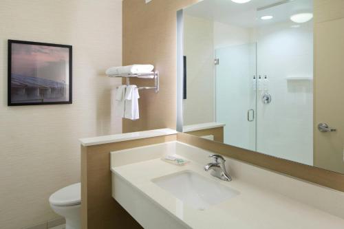 Suite con cama extragrande y sofá cama del hotel Fairfield Inn and Suites by Marriott Geneva Finger Lakes. Foto 3