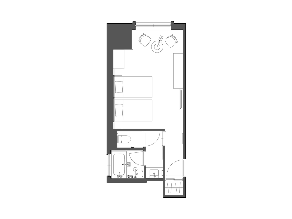 Habitación con 2 camas individuales, en esquina (34.3 sqm) del hotel The Royal Park Iconic Osaka Midosuji. Foto 1