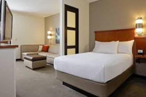 Cama King (con sofá - cama) del hotel Hyatt Place Sterling/Dulles Airport-North. Foto 5