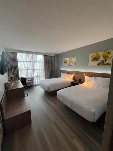 Habitación Doble con 2 camas dobles y ducha accesible en silla de ruedas - Adaptada para personas con discapacidad auditiva/movilidad reducida/Admite del hotel Wingate by Wyndham Long Island City