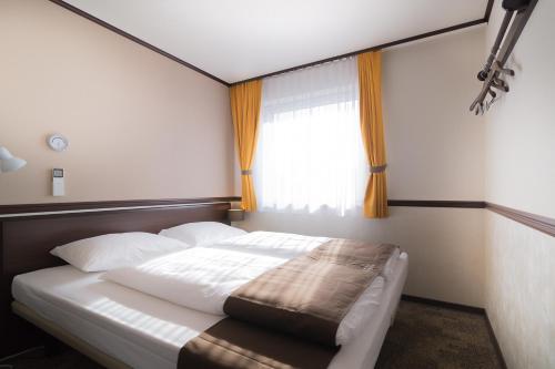 Habitación con cama extragrande. del hotel Toyoko Inn Frankfurt am Main Hauptbahnhof. Foto 3