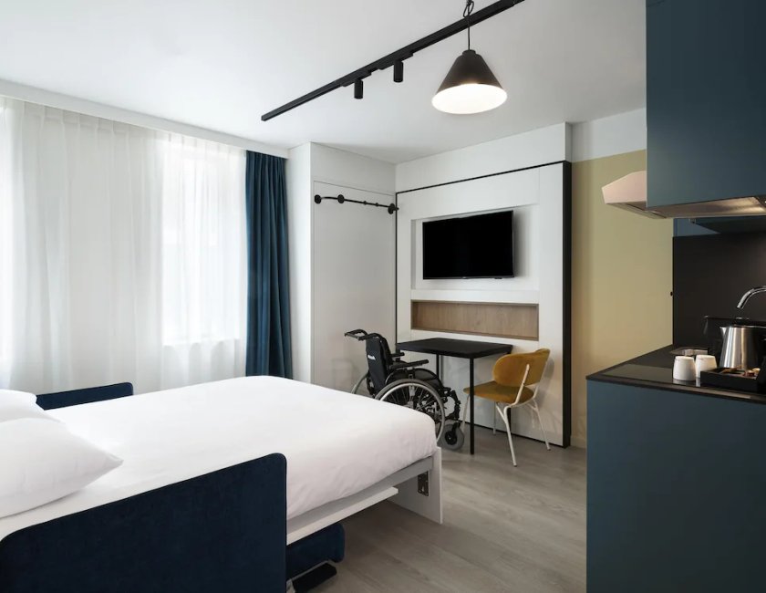 Estudio 1 Cama Individual 1 Cama doble del hotel Adagio Access Gent Centrum Dampoort. Foto 1