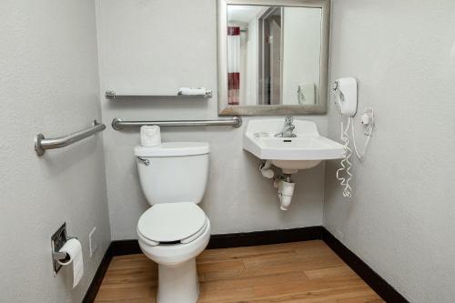 Habitación Superior con cama extragrande y ducha accesible en silla de ruedas - Adaptada para personas con discapacidad - No fumadores del hotel Red Roof Inn Rochester - Henrietta. Foto 3