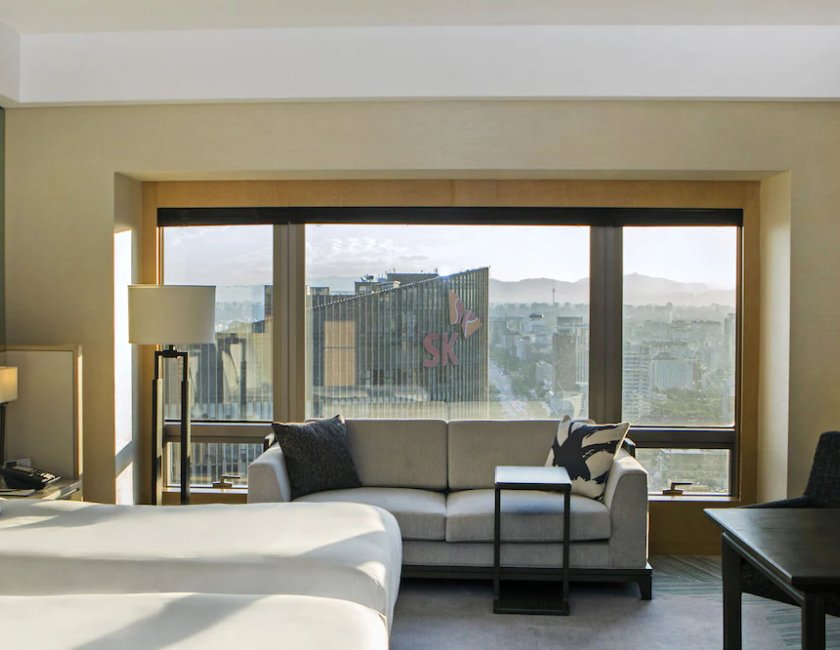 2 Camas individuales con vistas a la Avenida Chang'an del hotel Park Hyatt Beijing