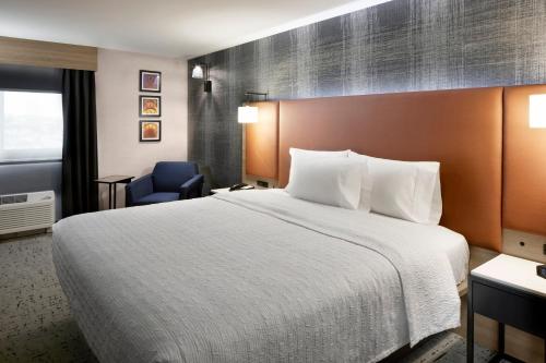 Habitación adaptada para personas de movilidad reducida con cama extragrande y bañera del hotel Hampton Inn Newark Airport. Foto 1