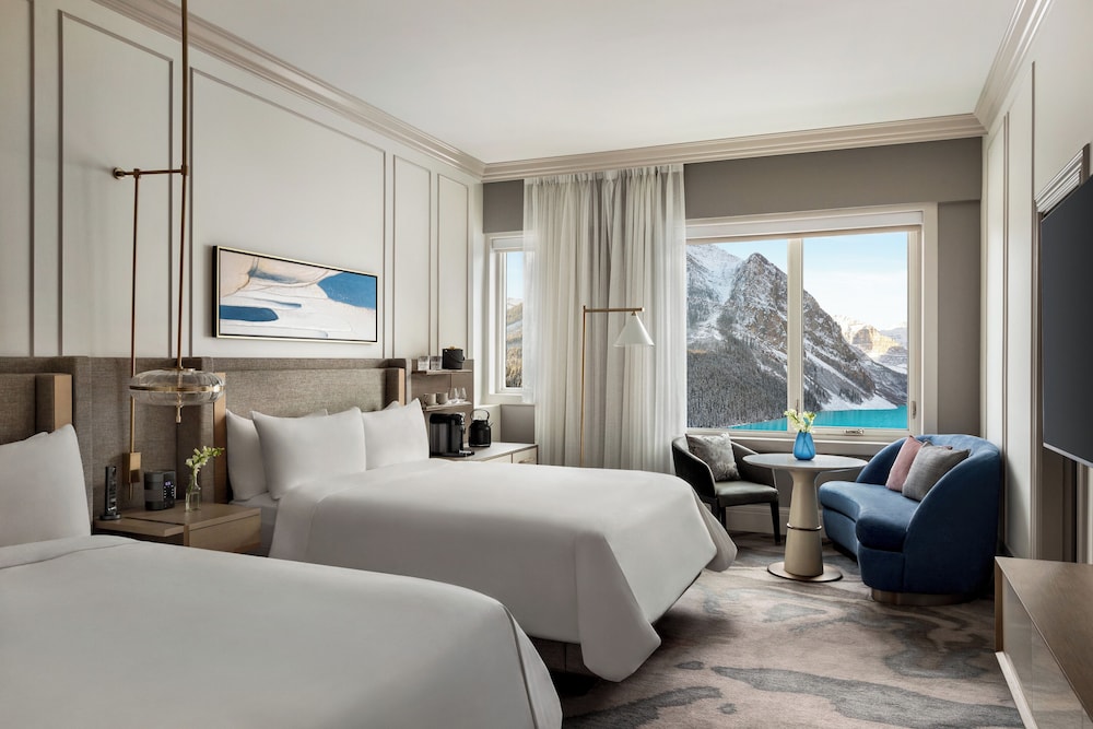 Habitación Deluxe, 2 camas de matrimonio, vistas al lago del hotel Fairmont Chateau Lake Louise
