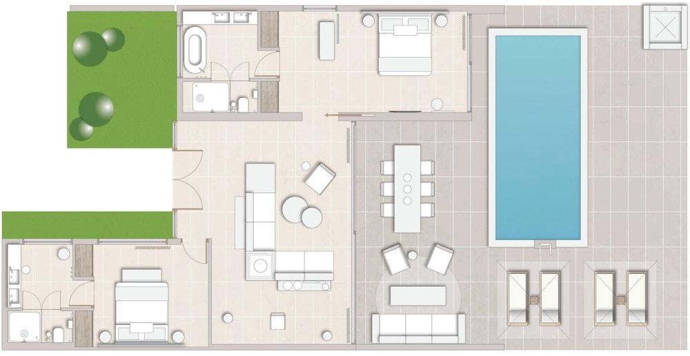 Habitación Deluxe, 2 habitaciones, piscina privada (Residence | Front Coastal View) del hotel Ikos Porto Petro. Foto 14