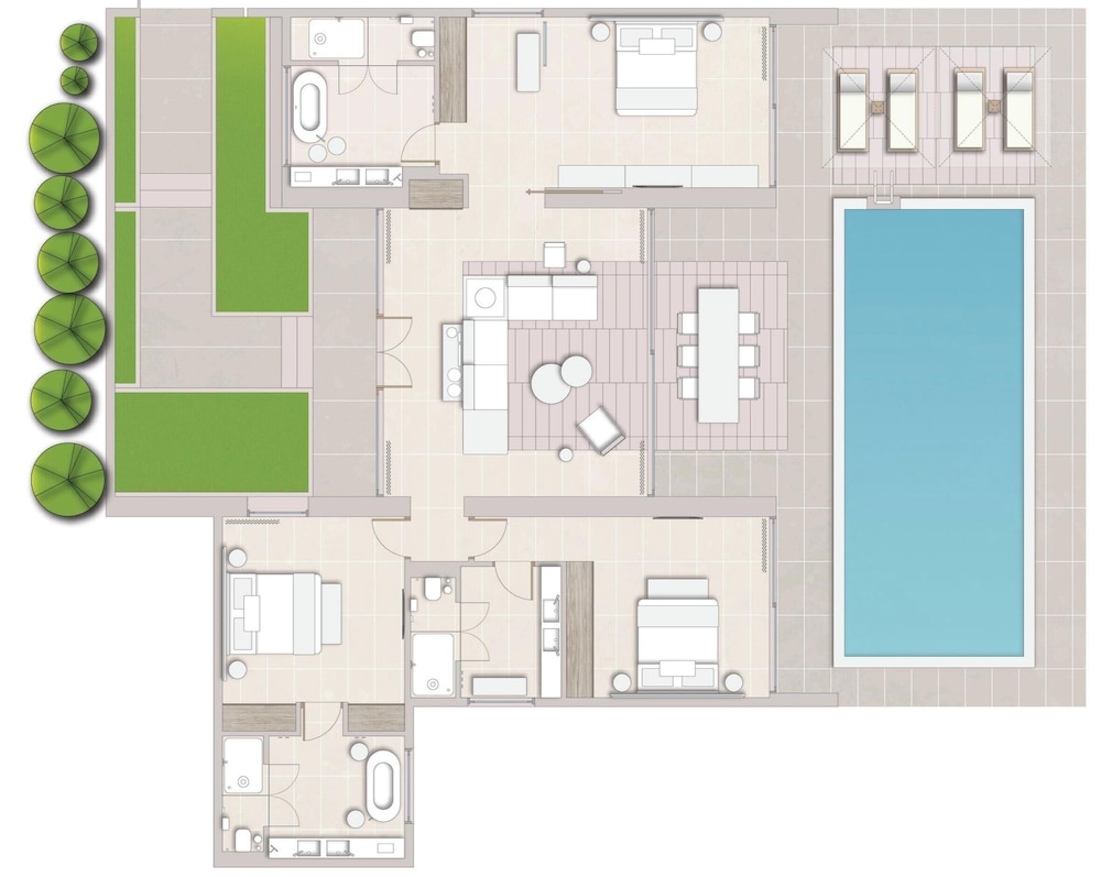 Habitación Deluxe, 3 habitaciones, piscina privada (Residence | Front Coastal View) del hotel Ikos Porto Petro. Foto 16