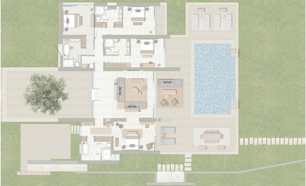 Villa Deluxe, 4 habitaciones, piscina privada, vistas al jardín del hotel Ikos Porto Petro. Foto 9
