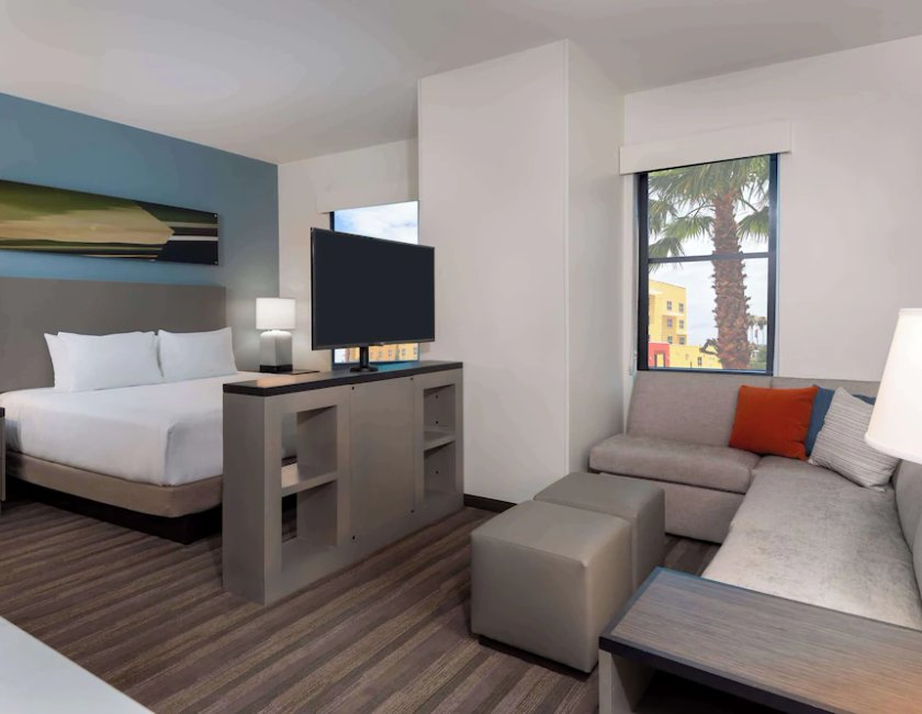 Suite estudio, 1 cama de matrimonio grande con sofá cama, cocina del hotel Hyatt House Tampa Airport Westshore