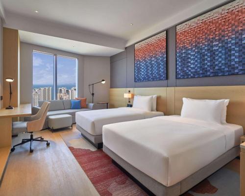 2 Camas Individuales, Vistas al Mar, Sofá Cama del hotel Hyatt Place Yantai Development Zone