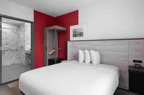 Habitación con cama grande y ducha a ras de suelo - Adaptada para personas con movilidad reducida - No fumadores del hotel Ramada by Wyndham Brooklyn Near Flatbush. Foto 2