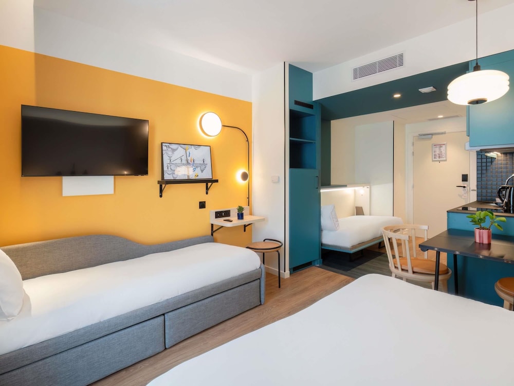 Estudio 2 Camas individuales 1 Cama doble del hotel Aparthotel Adagio Access Rouen Centre Cathédrale