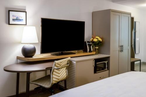Habitación con cama extragrande y ducha a ras de suelo - adaptada para personas con discapacidad auditiva del hotel Holiday Inn - Long Island - ISLIP Arpt East, an IHG. Foto 4