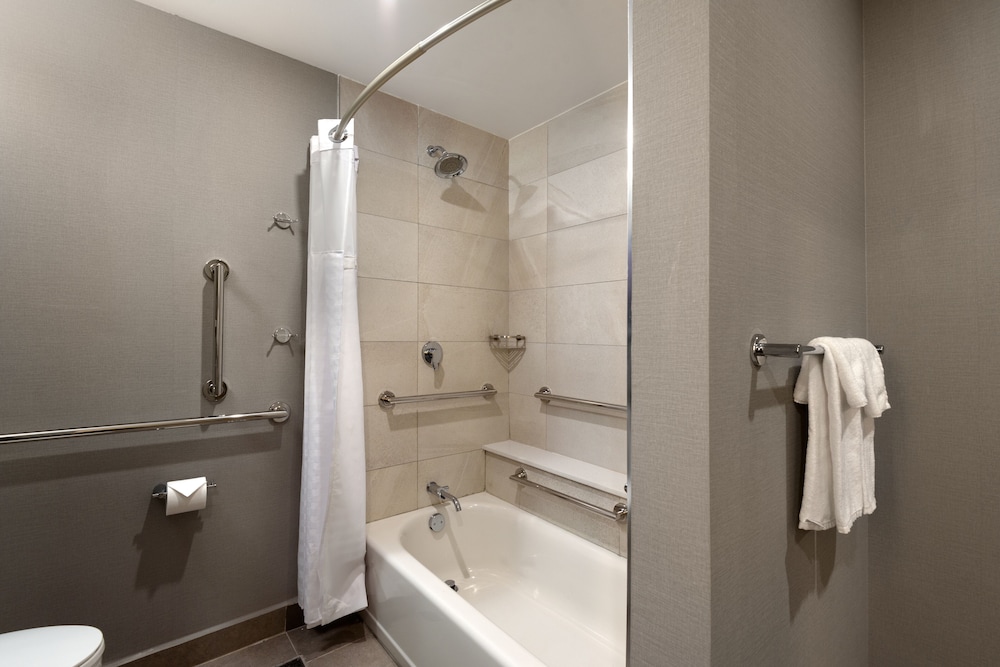 Adaptada para personas con discapacidad | Cama king y bañera (más sofá cama) del hotel Hyatt Place Monterrey Valle. Foto 1