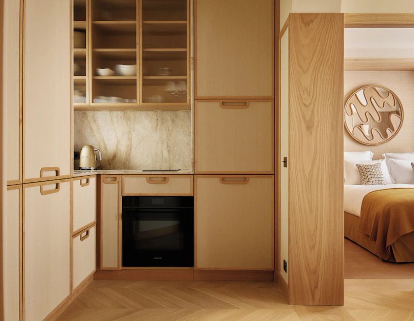 Habitación doble Con Cocina 1 Cama king Vista ciudad Sofá Cama incluido del hotel HIGHSTAY Maisons - Vintimille. Foto 3