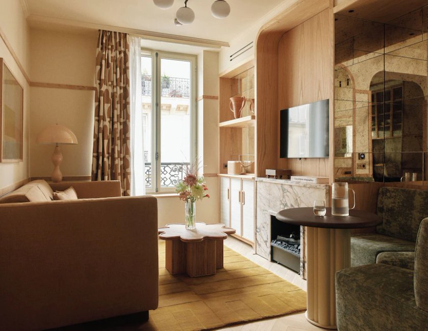 Habitación doble Con Cocina 1 Cama king Vista ciudad Sofá Cama incluido del hotel HIGHSTAY Maisons - Vintimille. Foto 5