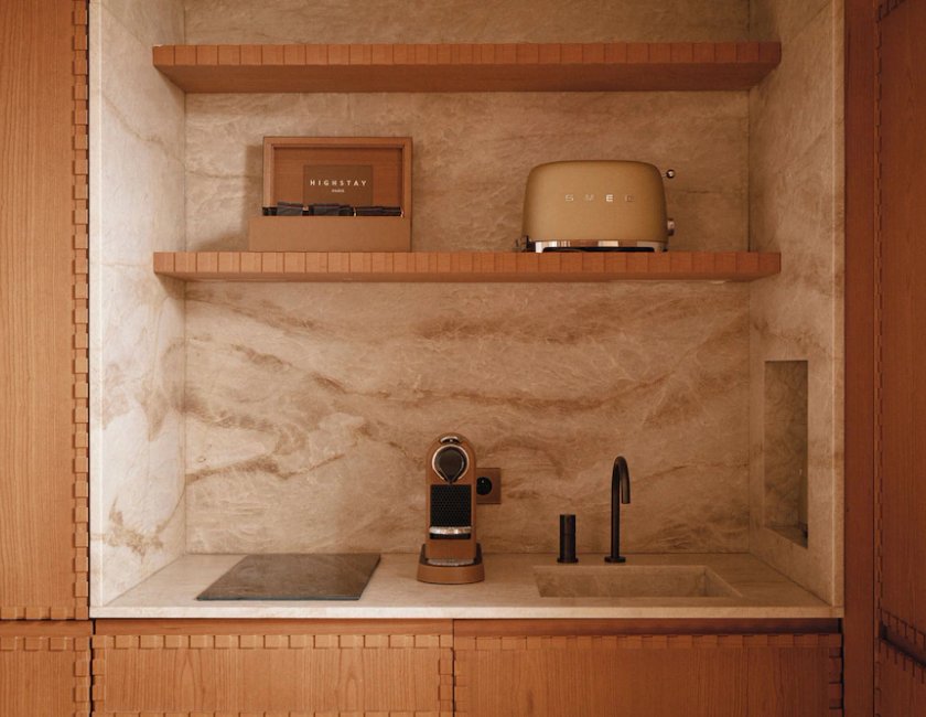 Estudio Superior Con Cocina 1 Cama queen del hotel HIGHSTAY Maisons - Vintimille. Foto 6