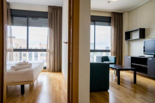 Apartamento de 1 dormitorio - 2 camas individuales del hotel Compostela Suites. Foto 6