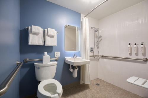 Habitación adaptada para personas con movilidad reducida/discapacidad auditiva con ducha accesible en silla de ruedas - Cama extragrande del hotel Delta by Marriott Hotels New York Times Square. Foto 4