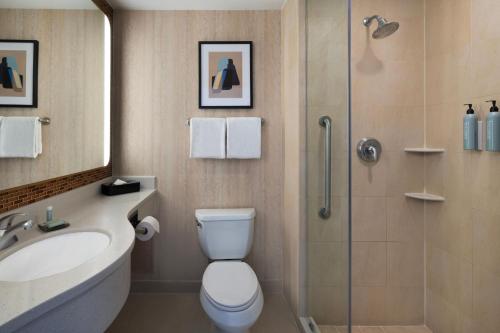 Habitación adaptada para personas con movilidad reducida con ducha accesible en silla de ruedas - 1 cama extragrande del hotel Courtyard New York Manhattan Soho. Foto 5