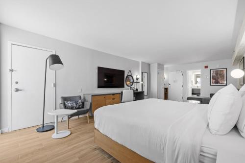 Suite Junior con cama extragrande y zona de estar del hotel DoubleTree by Hilton New York JFK Airport. Foto 23