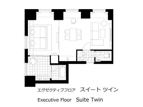 Suite Doble 38F con acceso al salón (4 personas) - 2 camas - Planta executive del hotel The Royal Park Iconic Tokyo Shiodome. Foto 5