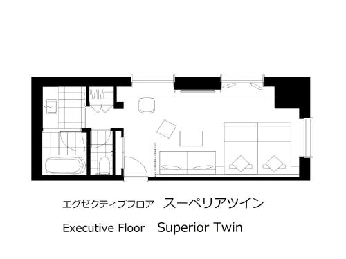 Habitación Doble Superior 38F con acceso al salón - 2 camas - Planta executive del hotel The Royal Park Iconic Tokyo Shiodome. Foto 1