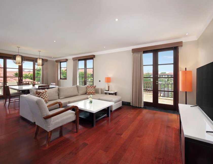Habitación familiar Vista Piscina Vista Jardín 4 habitaciones 4 camas individuales 2 Camas king kitchenette del hotel Novotel Bali Nusa Dua Hotel & Residence. Foto 11
