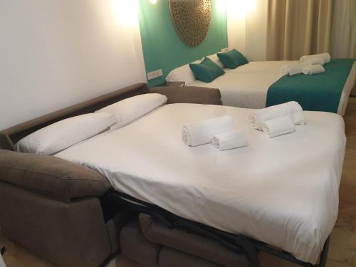 Estudio con cama extragrande y sofá cama del hotel Y Apartamentos Doña Lola